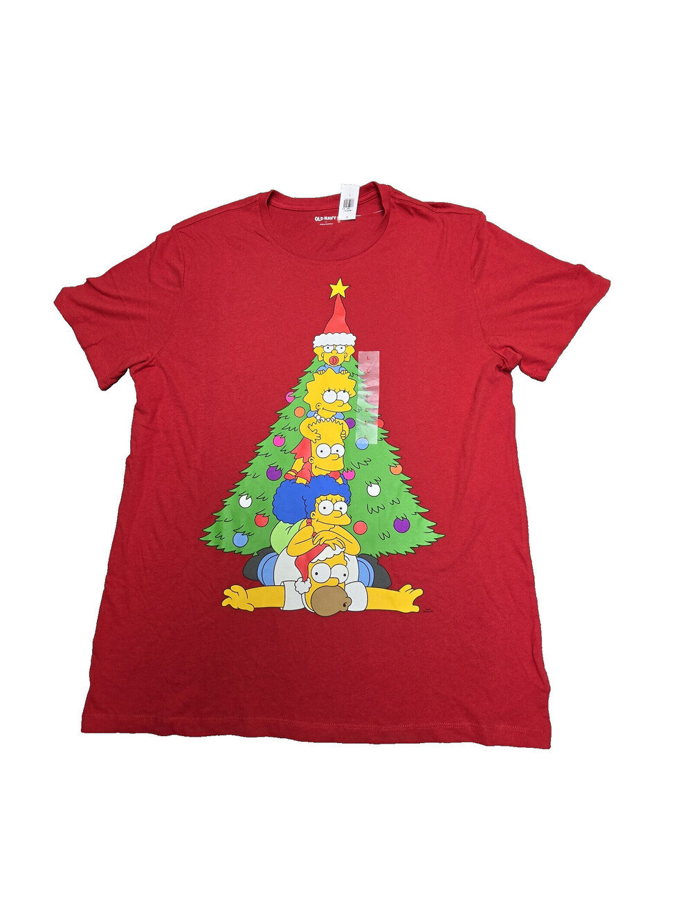 NWT Old Navy The Simpsons Christmas Graphic Print Red Crew Neck T-Shirt Men’s L